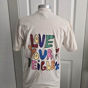 'Love Your Neighbor' Chrstian Graphic Tee - Cream Color Handmade Design
